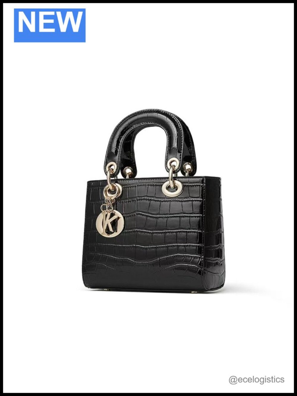 Genuine Leather Shoulder Bag Women 3-Way Carry Detachable Strap Metal Charm